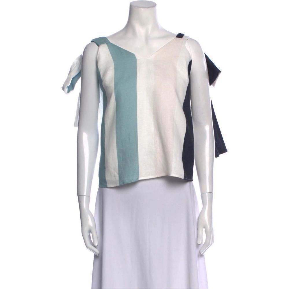 Katharine Kidd Women's Sky‎ Striped Linen Tie Top Tank Size S